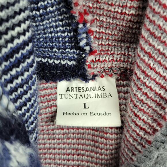 Artesanías Tuntaquimba Ecuador Wool Lighthouse Sweater Hoodie Nautical Knit L - Picture 2 of 16